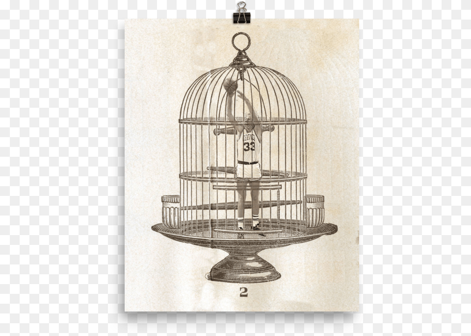 Larry Bird In A Cage By Johnny Hollick Flying Fish Art Print Mini By Vin Zzep, Person Free Png
