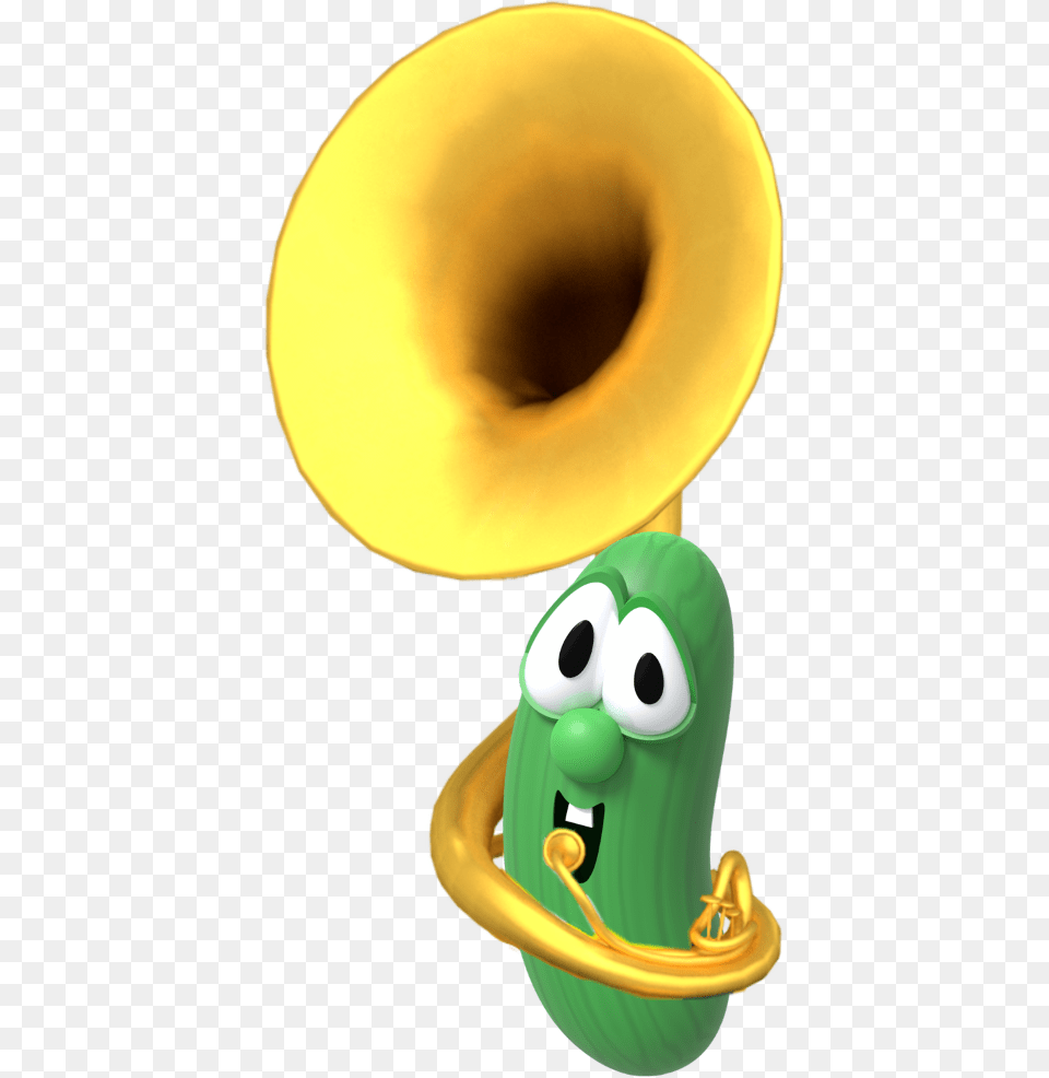 Larry The Cucumber Playing The Tuba Gif Transparent Veggie Tales Larry Tuba, Brass Section, Horn, Musical Instrument Free Png
