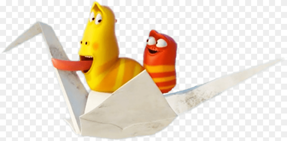 Larva Red And Yellow On Paper Plane Origami, Art, Animal, Bird Png