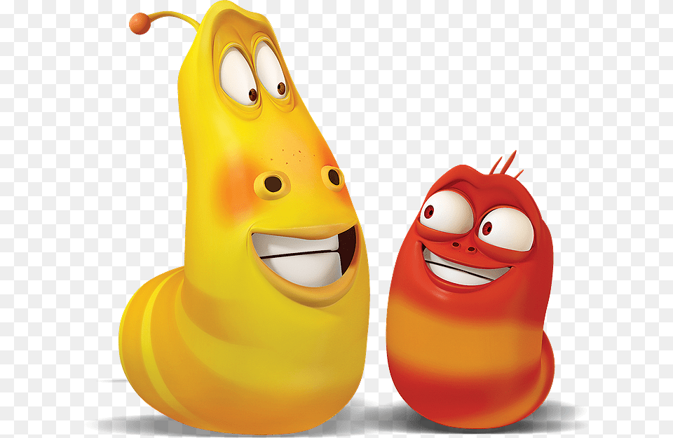 Larva Red And Yellow Smiling At Each Other Larva Cartoon Png