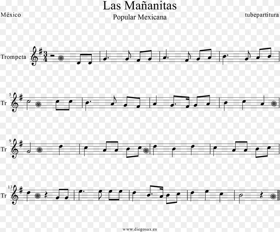 Las Trompeta 1 Las Mananitas Trumpet Sheet, Gray Png Image