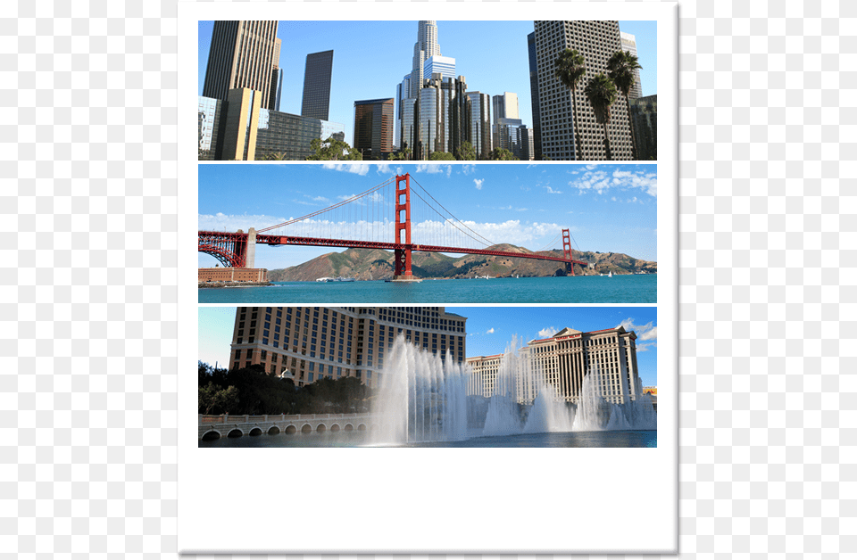 Las Vegas Los Ngeles Paso Robles Y San Francisco Golden Gate Bridge, Architecture, Art, Building, City Png Image