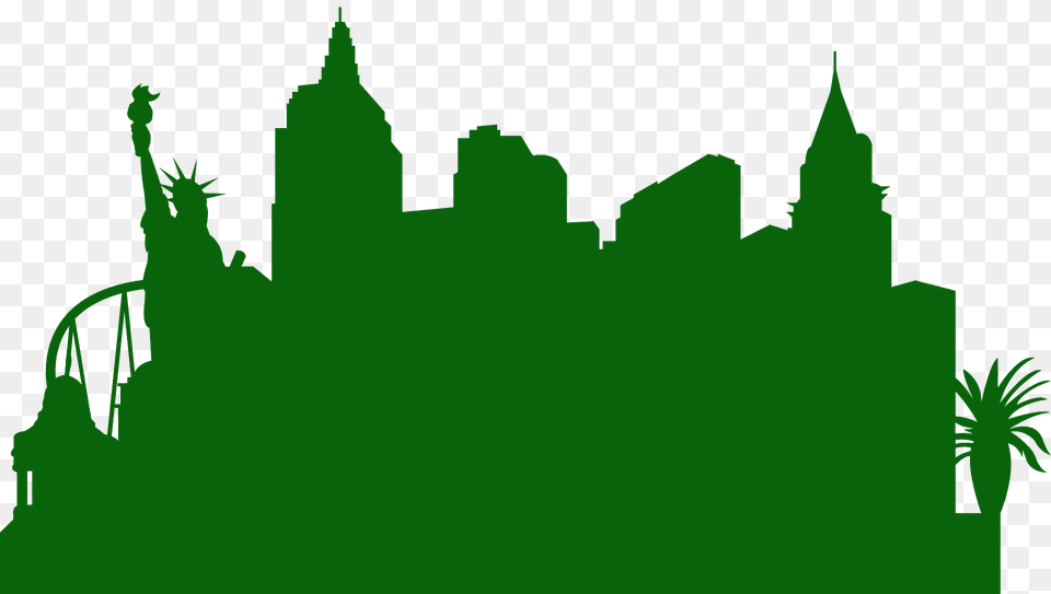 Las Vegas Silhouette, Architecture, Tower, Building, Green Free Transparent Png
