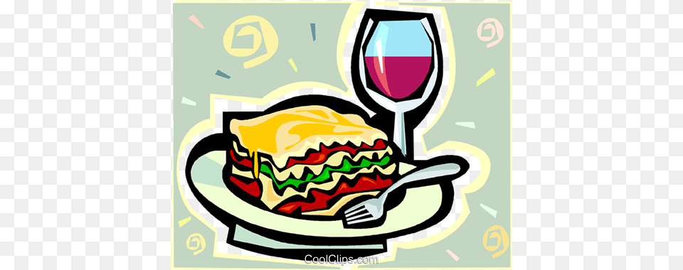 Lasagna Royalty Free Vector Clip Art Illustration, Cutlery, Food, Fork, Meal Png Image