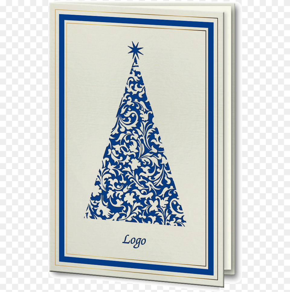 Laser Cut Blue And Gold Foil Christmas Tree Christmas Tree, Animal, Bird, Christmas Decorations, Festival Png Image