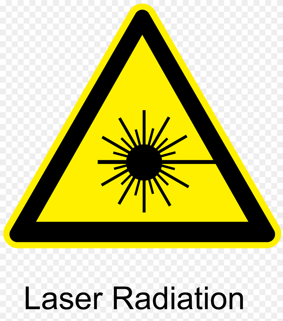 Laser Radiation Warning Sign Clipart, Symbol, Triangle, Road Sign Png Image
