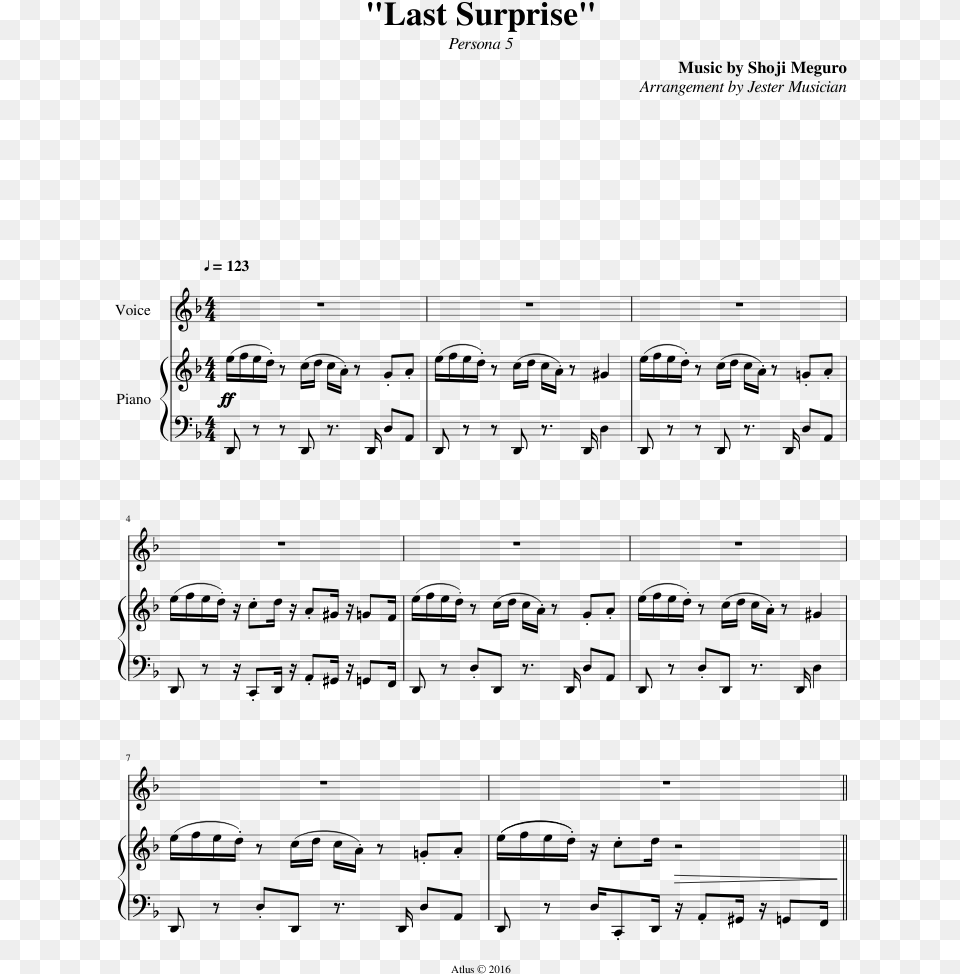 Last Surprise Piano Sheet Music, Gray Free Png Download