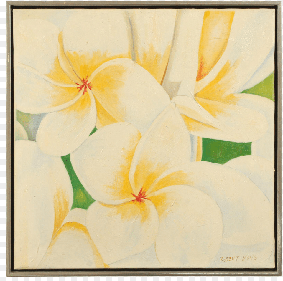 Late 20th C Acrylic Painting Of A Bouquet Of Plumeria Flowers By Robert Yong Frangipani, Art, Modern Art, Petal, Plant Free Png