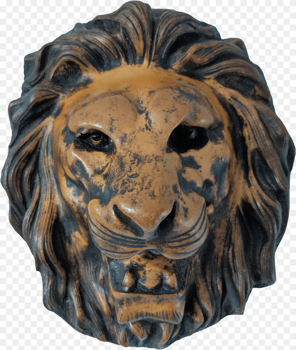 Late 20th Century Hand Finished Resin Lion Head Wall Sculpture Masai Lion Free Png