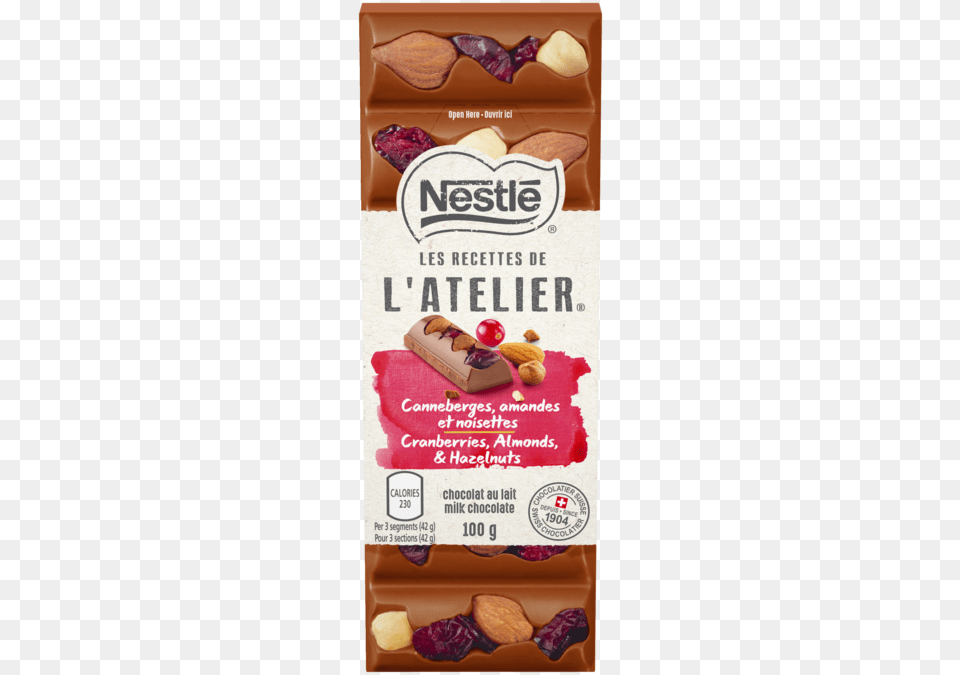 Latelier Milk Chocolate Cranberry Almonds Hazelnuts, Food, Sweets Png Image