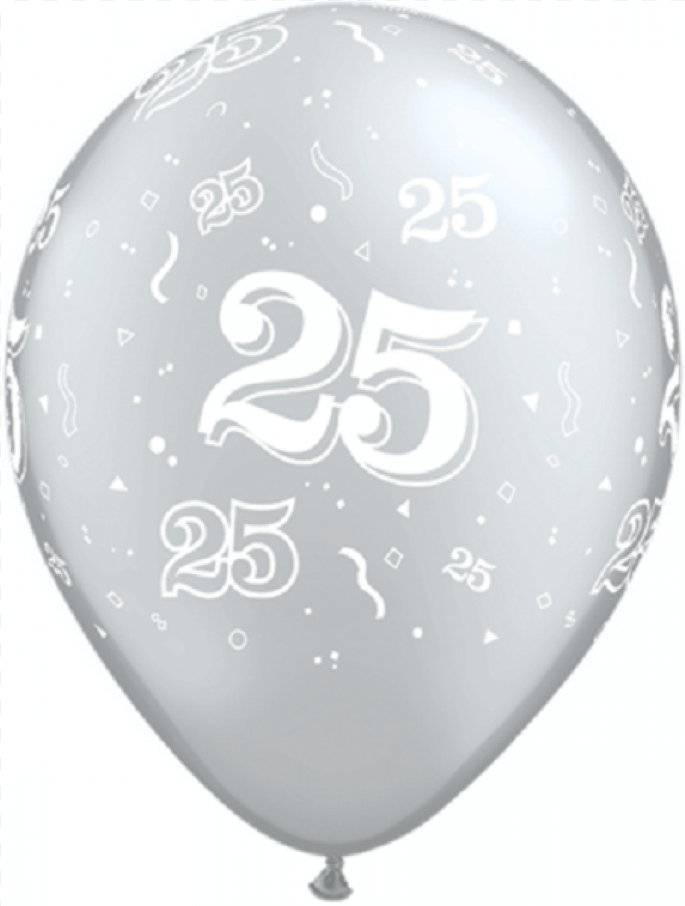 Latex 11quot Print 25 Silver Birthday Balloons, Balloon, Plate Free Transparent Png