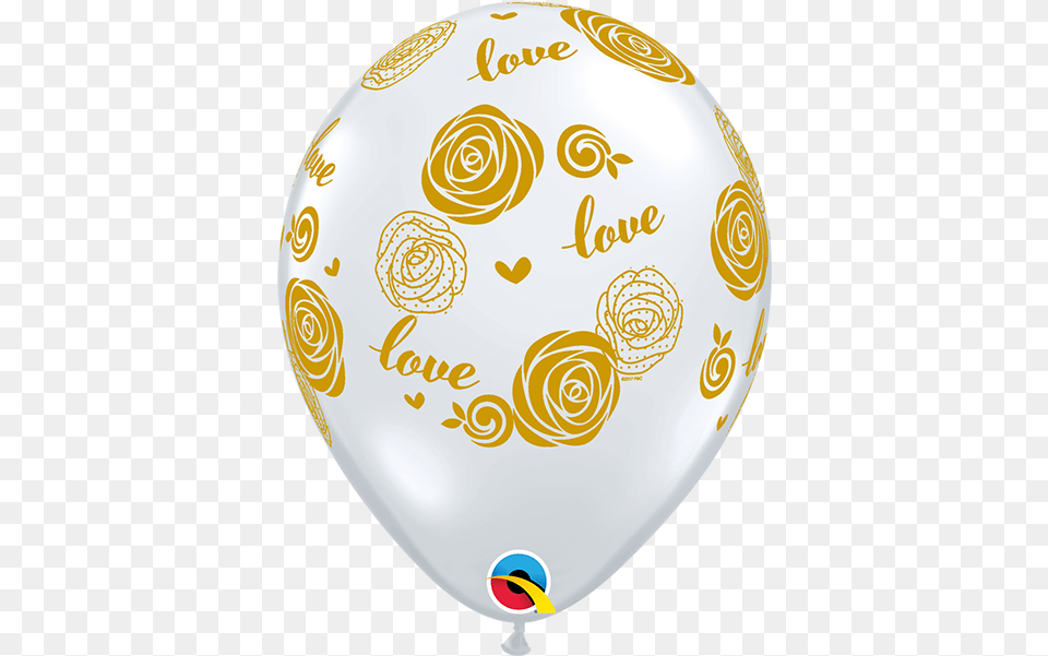 Latex Balloons Diamond Clear Gold Love Roses Bargain Qualatex, Balloon, Plate Png Image