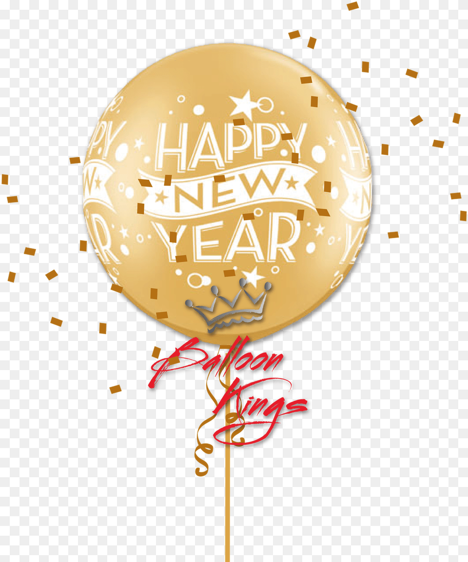 Latex Gold New Year Confetti Calligraphy, Balloon Free Png
