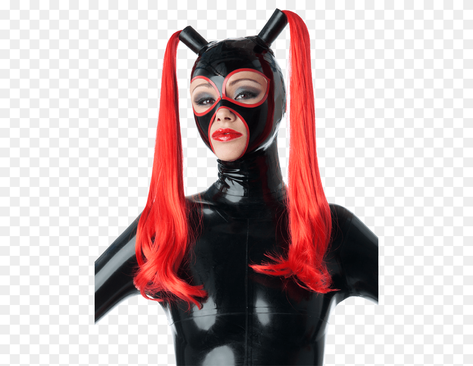 Latex Hood With Ponytails, Adult, Clothing, Costume, Female Png Image