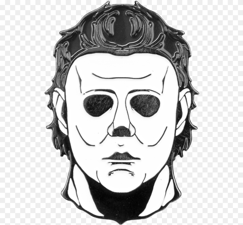 Latex Mask Enamel Pin Michael Myers Mask Sketch, Art, Drawing, Adult, Male Free Png