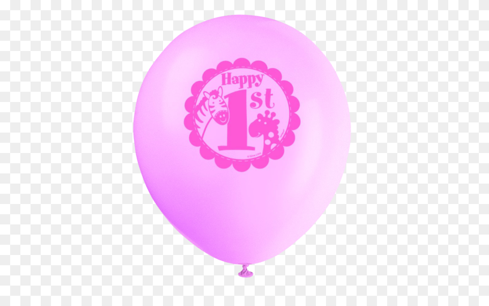 Latex Pink Safari First Birthday Balloons Party Time, Balloon, Plate Free Transparent Png