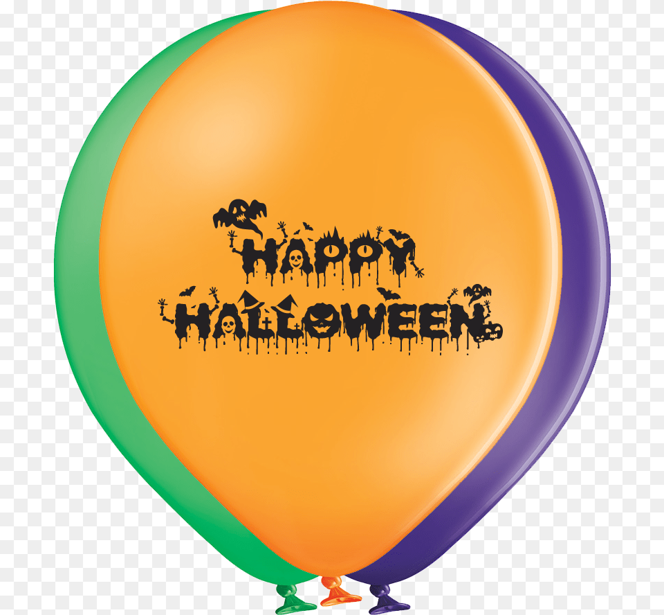 Latex Preprinted Happy Halloween Balloons 10 Balloon, Person, Aircraft, Transportation, Vehicle Png