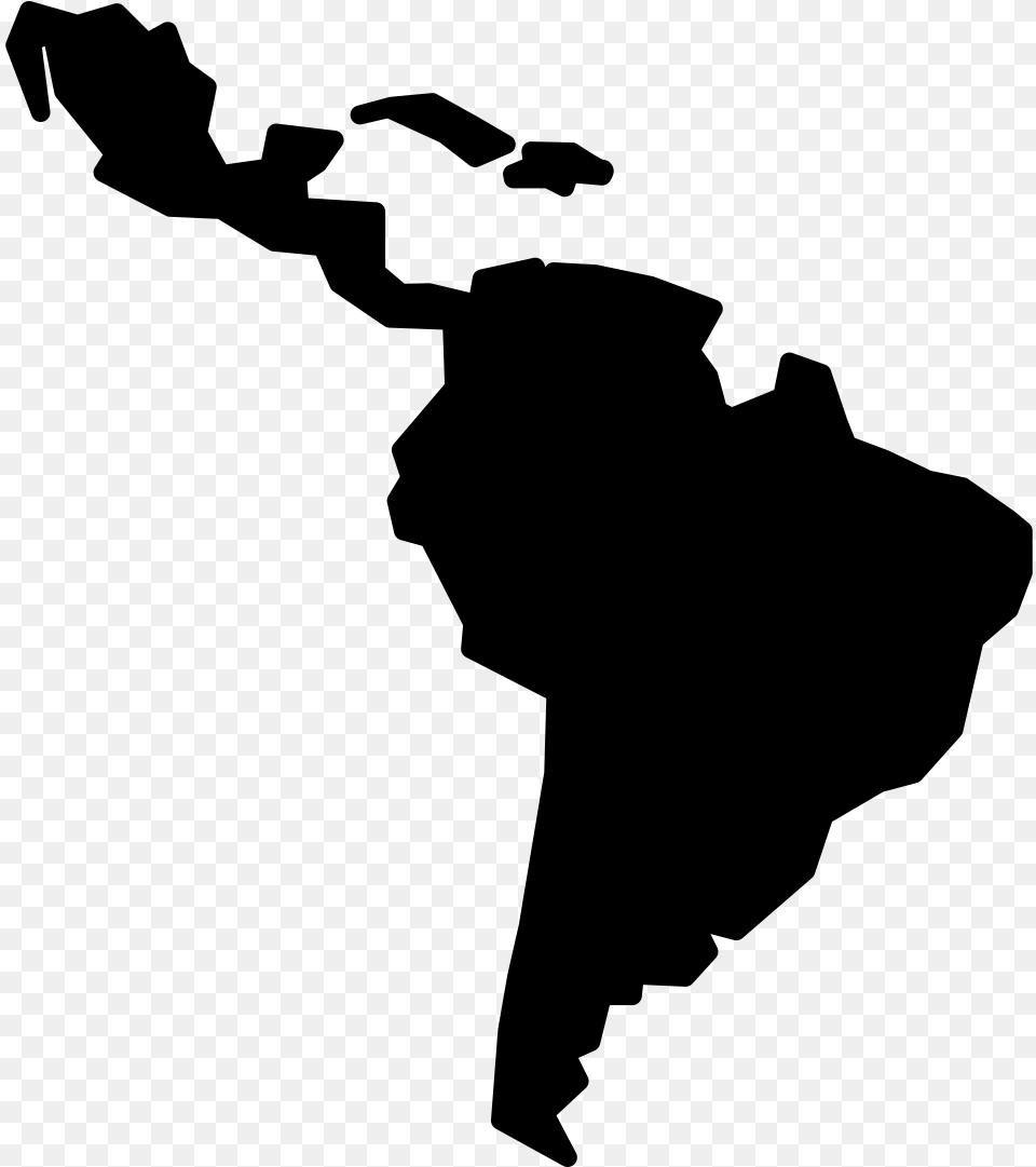 Latin America Map Black, Gray Png