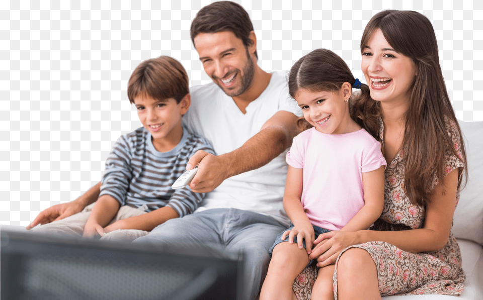 Latino Family Watching Tv, Person, People, Man, Girl Png Image