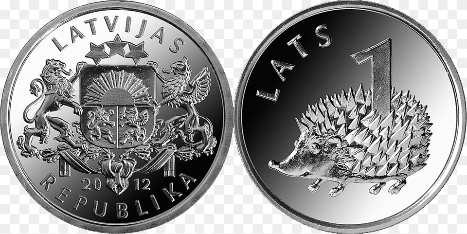 Lats Hedgehog Lats Coins, Silver, Person, Coin, Money Free Png