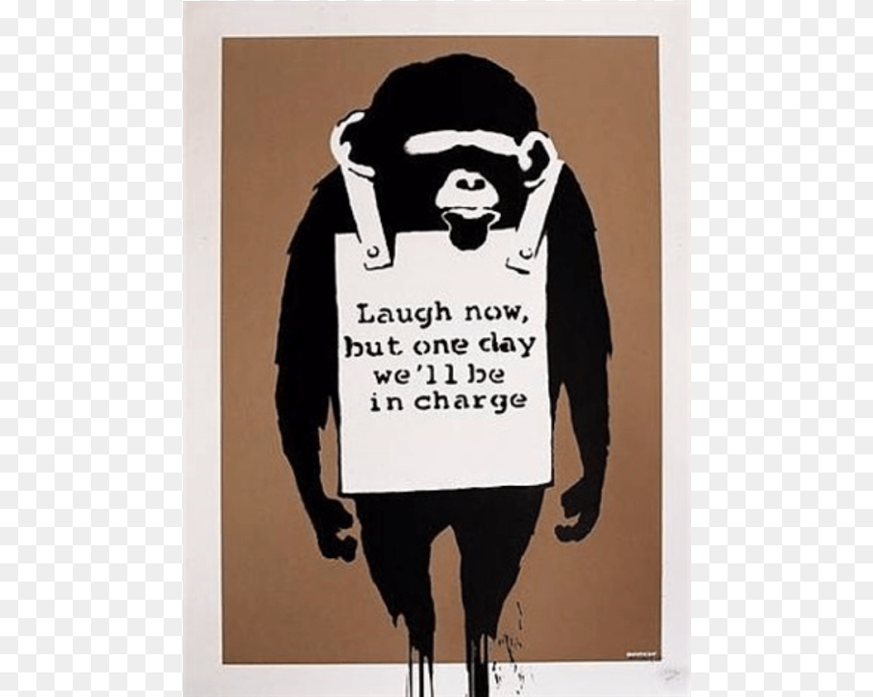 Laugh Now 2003 By Banksy Banksy Laugh Now Exhibition, Stencil, Adult, Female, Person Free Png Download