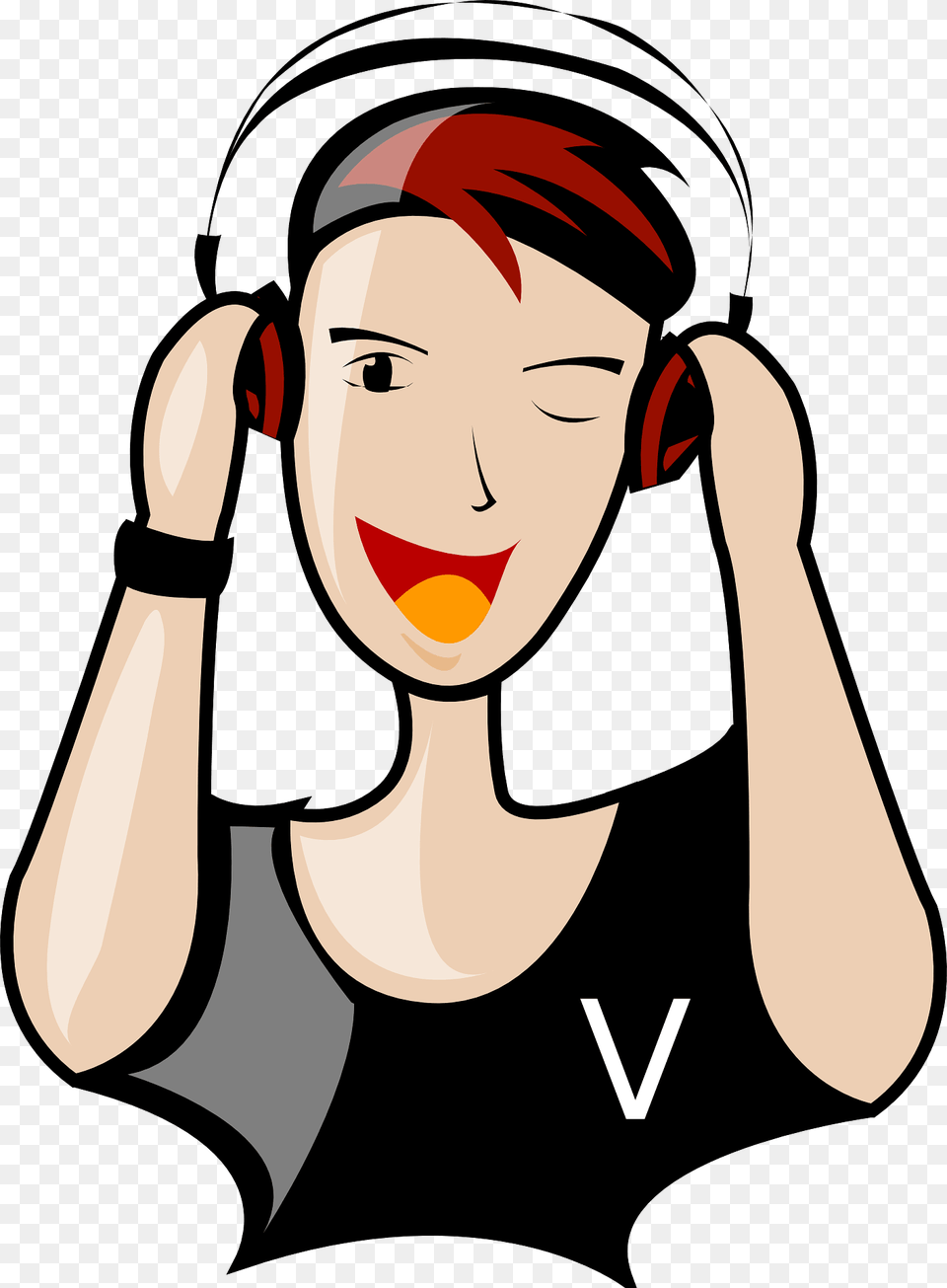 Laughing Boy With Headphones Clipart, Adult, Person, Woman, Female Free Png Download