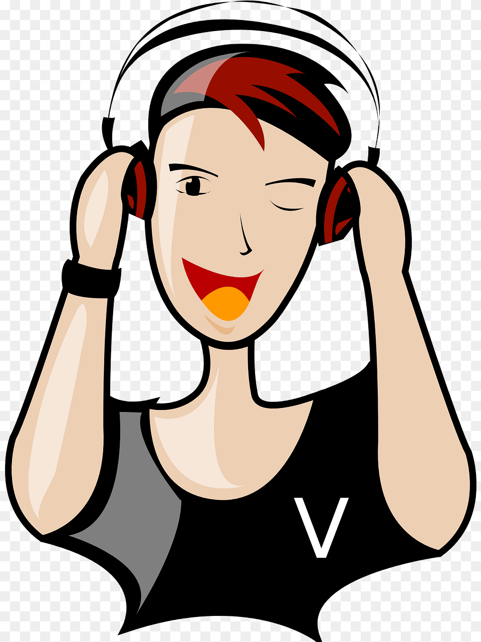 Laughing Boy With Headphones Clipart Creazilla Listening To Music Cartoon, Adult, Female, Person, Photography Free Transparent Png