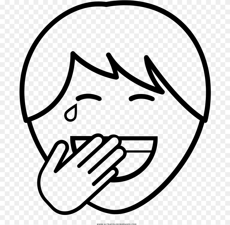 Laughing Drawing Boy Line Art, Gray Free Png Download