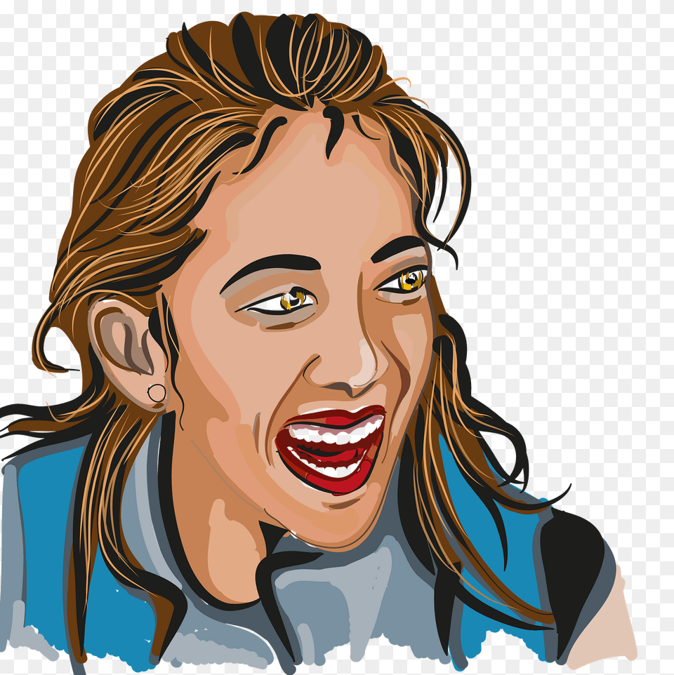 Laughing Girl Clipart, Head, Art, Portrait, Face Png Image