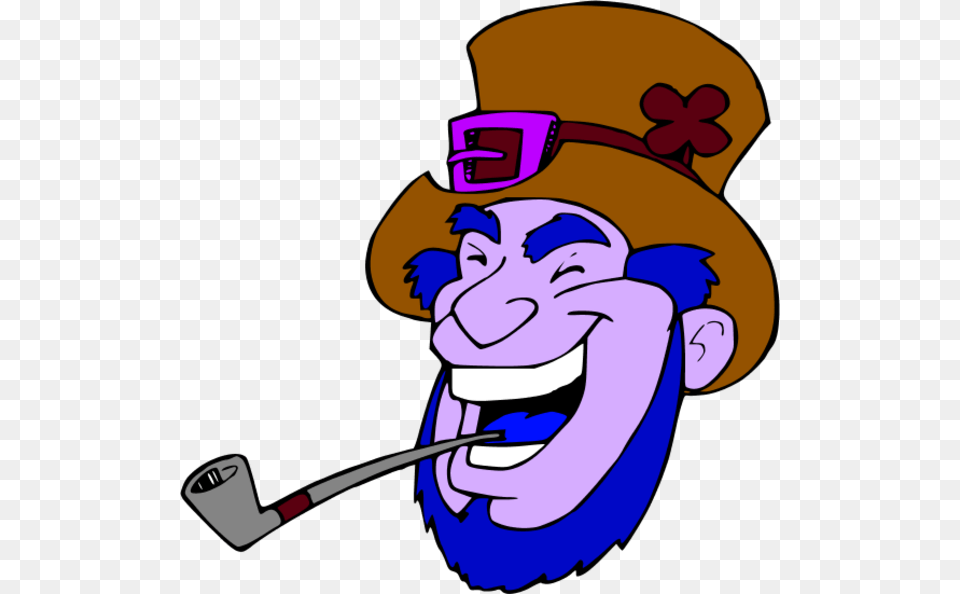 Laughing Man While Smoking Pipe Vector Clip Art Laughing Leprechaun, Smoke Pipe, Cartoon, Face, Head Png