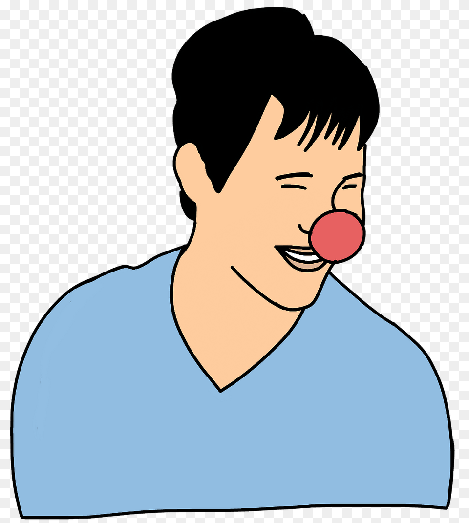 Laughing Man With A Red Nose Clipart, Adult, Male, Person, Face Free Png