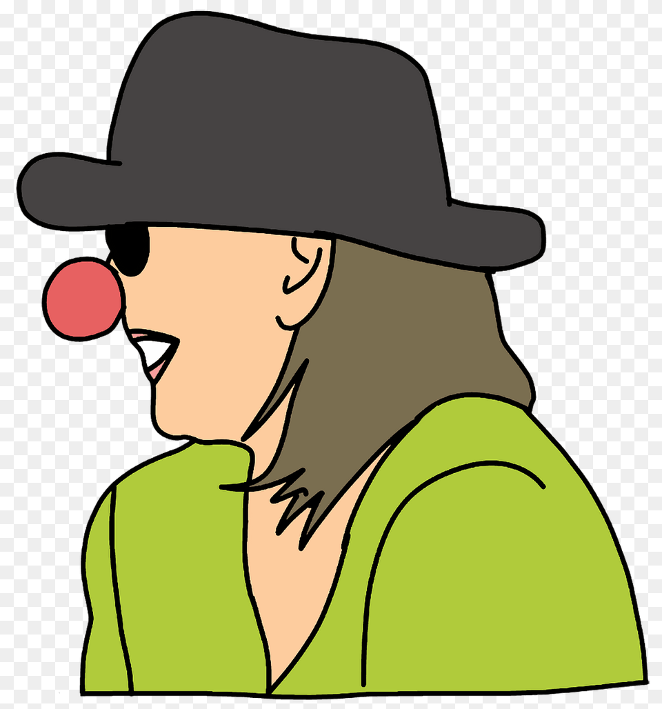 Laughing Woman With A Red Nose Clipart, Clothing, Hat, Person, Face Png Image