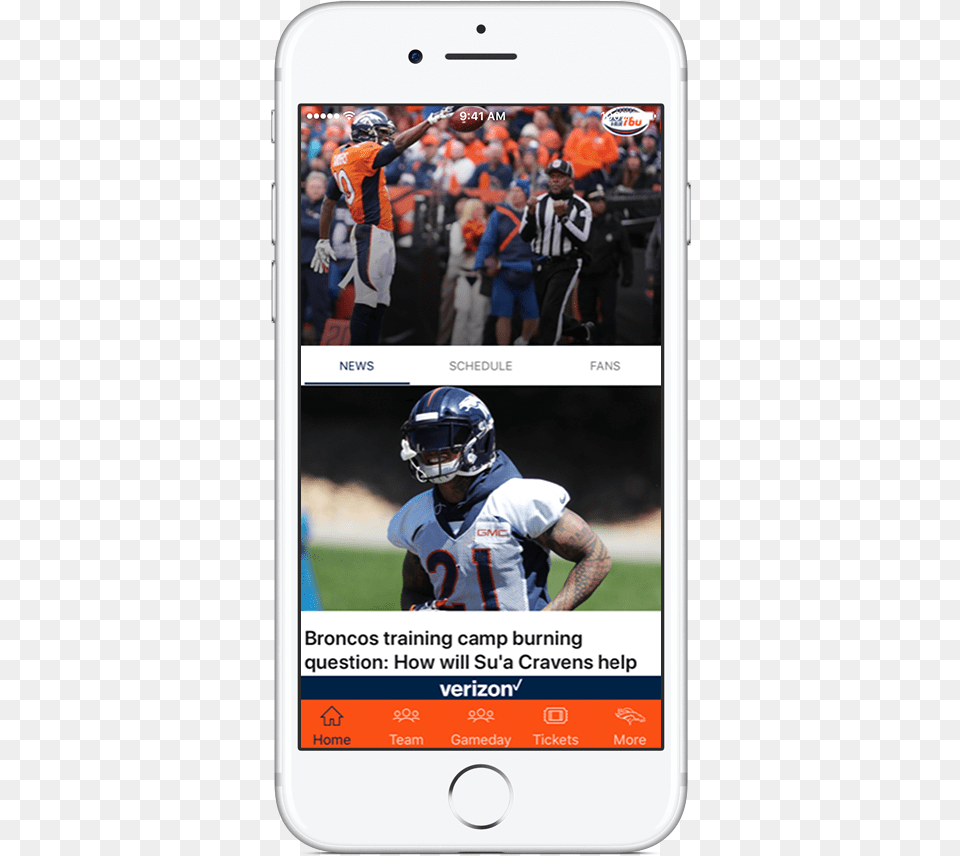 Launch Broncos 365 Mobile App Amp Select The Tickets Smartphone, Helmet, Adult, Person, Man Free Transparent Png