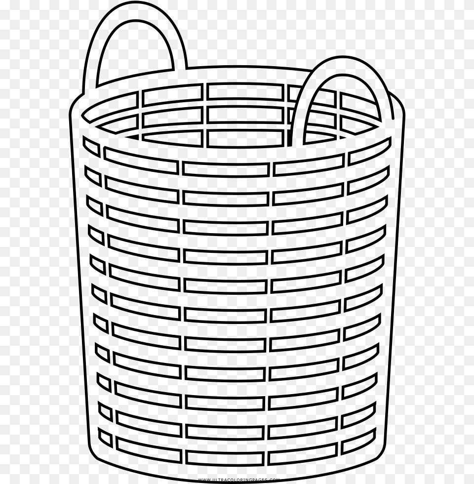 Laundry Basket Coloring, Gray Png