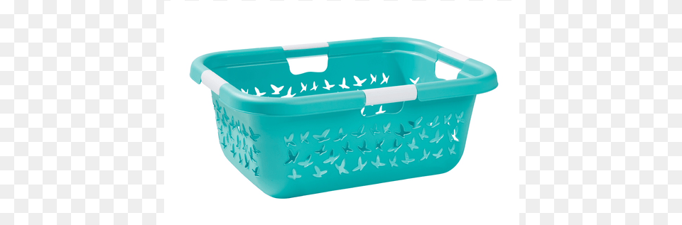 Laundry Basket Turquoise With Vents Storage Basket, Hot Tub, Tub, Shopping Basket Png Image