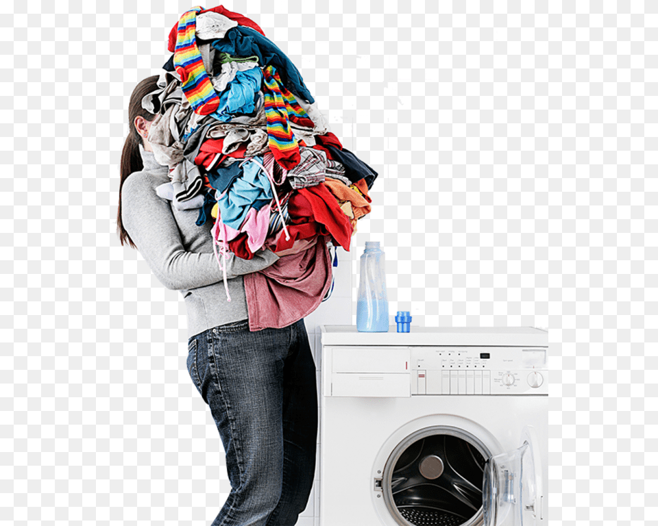 Laundry Ironing Washing Machine With Clothes, Adult, Washer, Person, Female Png