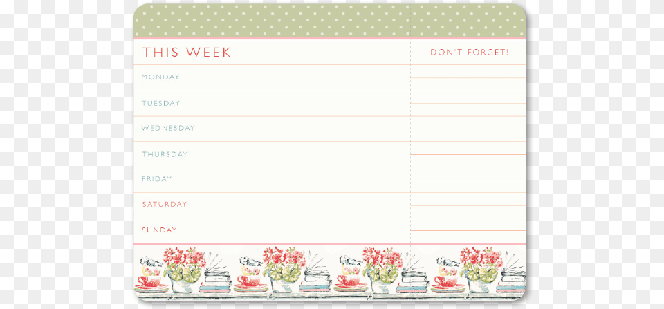 Laura Ashley Weekly Tear Off Plannertitle Laura Paper, Page, Text, Plant Free Png