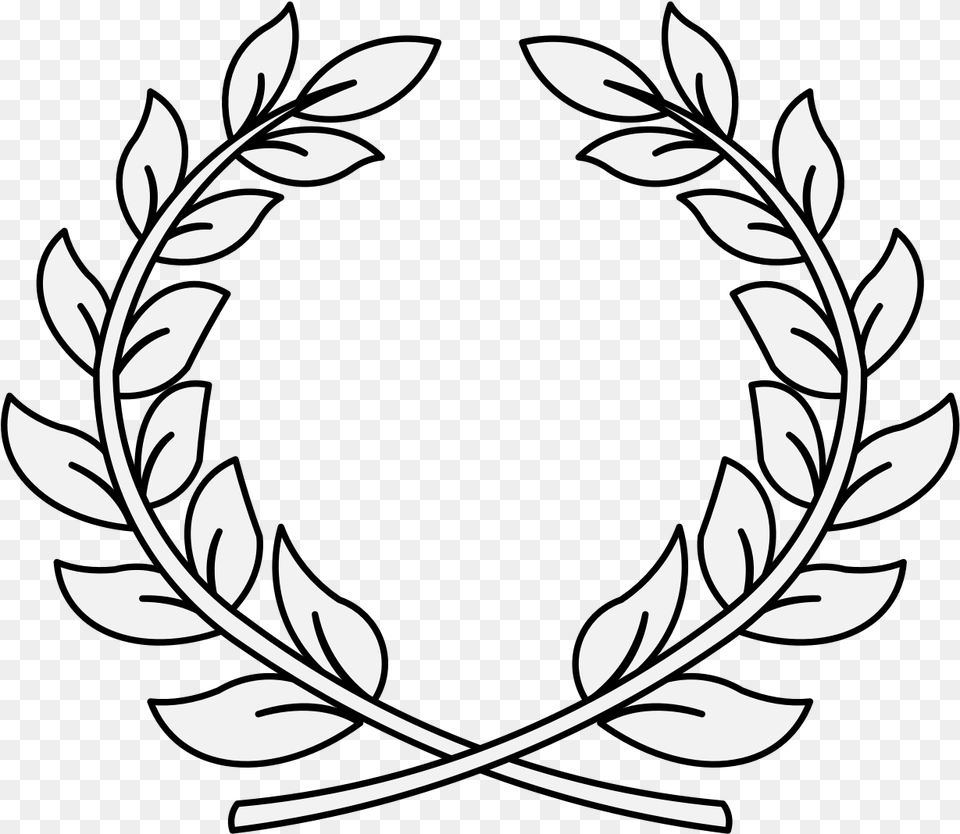 Laurel Traceable Heraldic Art Clip Art Branch Circle, Emblem, Stencil, Symbol Free Png