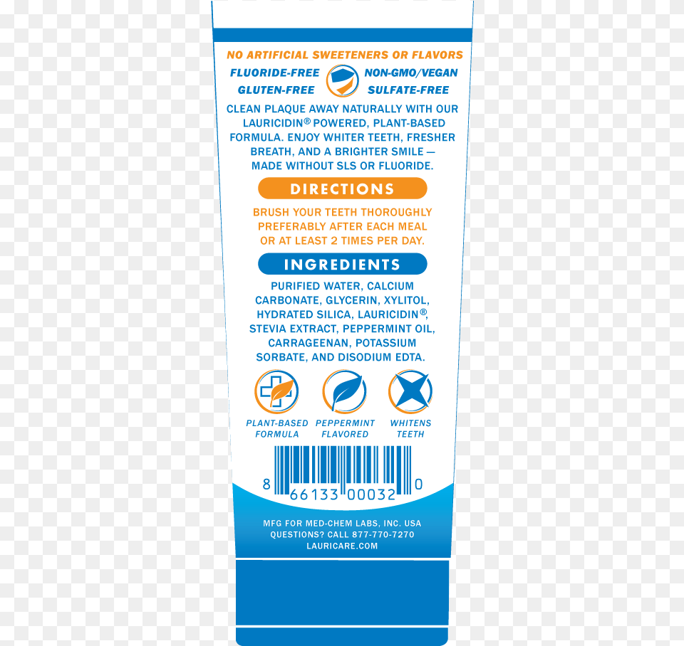 Lauricare Toothpaste Tube Lauricare Toothpaste Tube Poster, Bottle, Cosmetics, Sunscreen Free Png Download