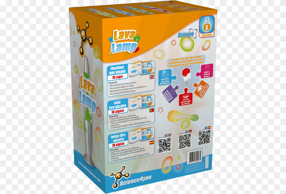 Lava Lamp Educational Toy For Kids Back Side Lava Lamp, Box, Qr Code, Cardboard, Carton Png