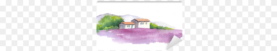 Lavender Field And Rural House In Provence France Akvarel Dm, Architecture, Painting, Housing, Cottage Free Png