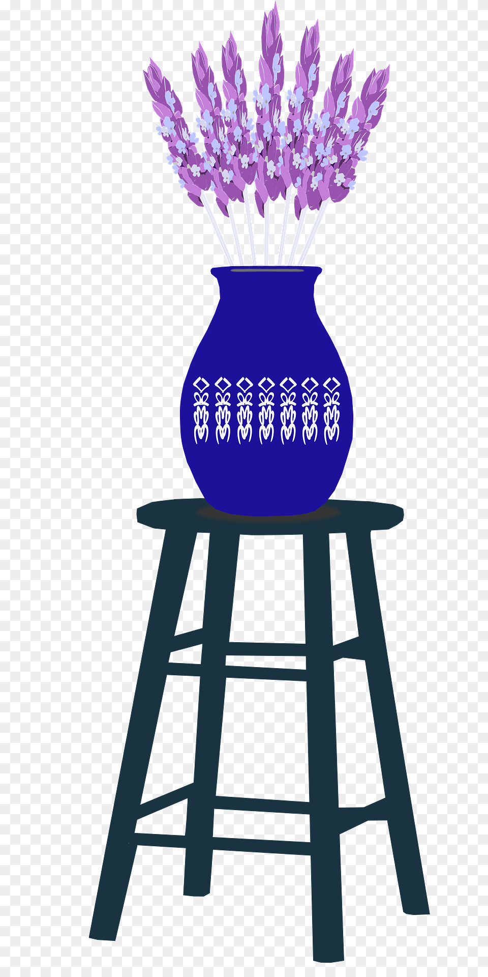 Lavender In Blue Vase On A Stool Clipart, Purple, Pottery, Plant, Jar Free Transparent Png