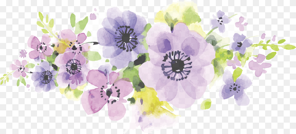 Lavender Watercolor 1 Image Background Purple Flower Clip Art, Anemone, Floral Design, Graphics, Pattern Free Png Download