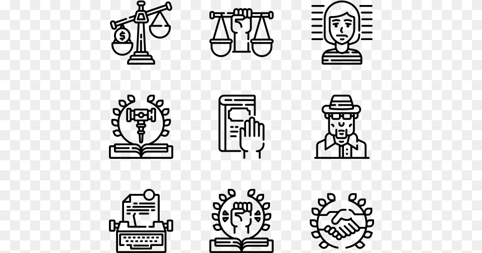 Law Amp Justice Corruption Icons, Gray Free Png