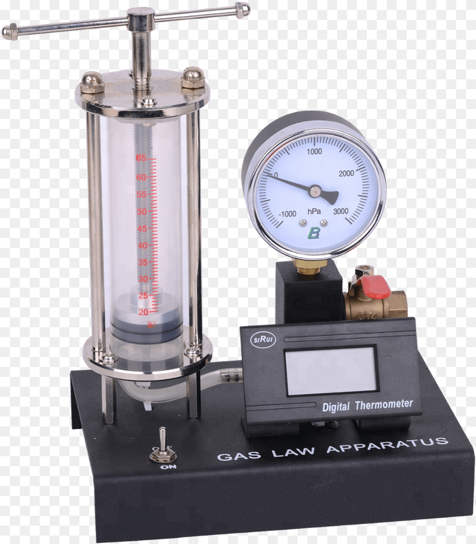 Law Apparatus With Pressure Guage And Thermometer Thermometer, Cup, Gauge, Machine Free Transparent Png