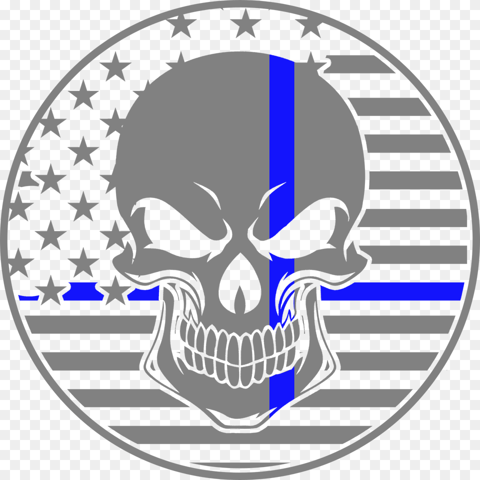 Law Enforcement Thin Blue Line Skull, Sword, Weapon Free Transparent Png