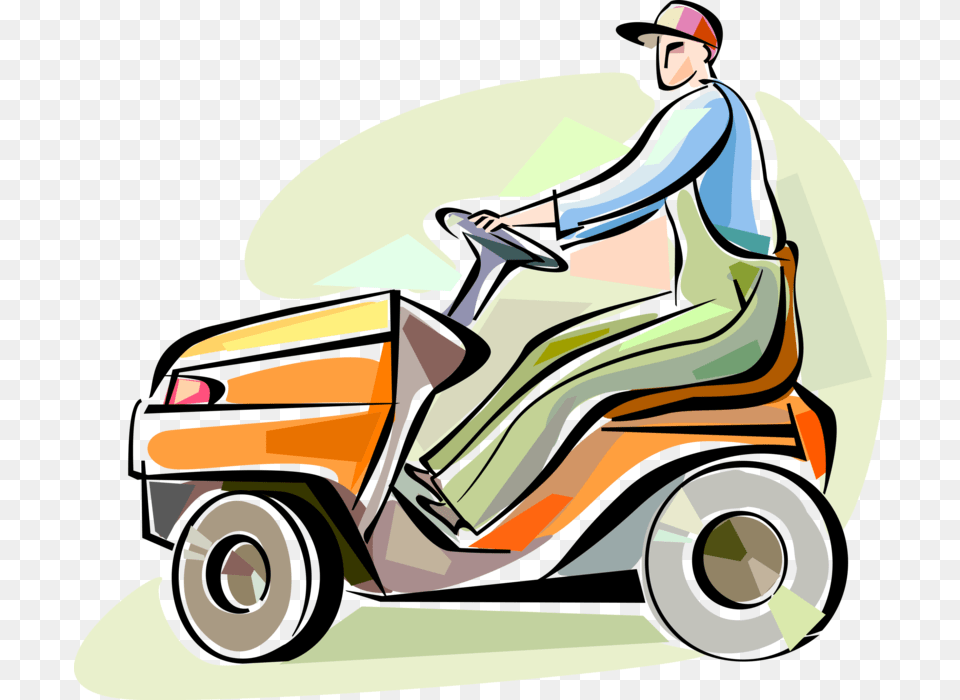 Lawn Care Worker With Riding Mower, Grass, Plant, Wheel, Machine Free Transparent Png