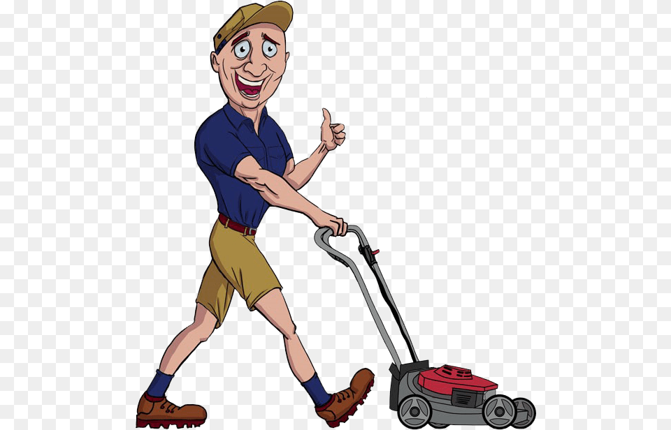 Lawn Mowing, Grass, Plant, Person, Device Free Png Download