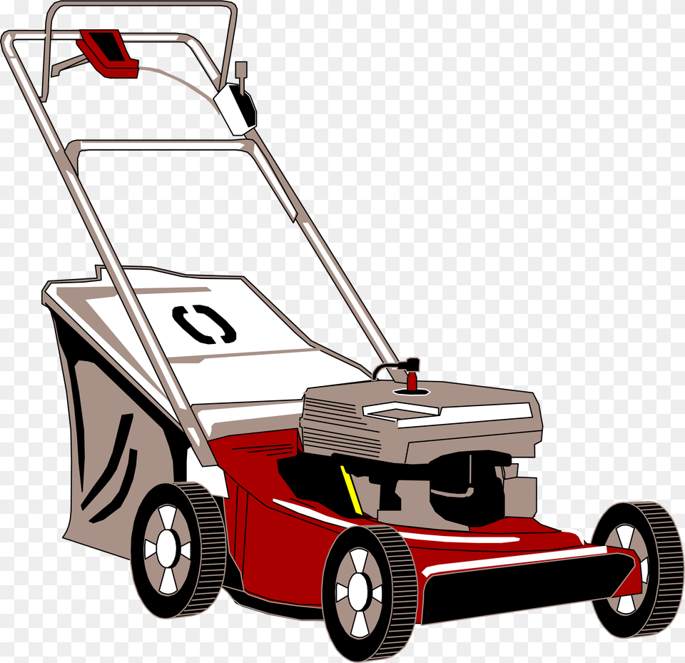 Lawnmower With Bagger Icons, Device, Grass, Lawn, Plant Png Image