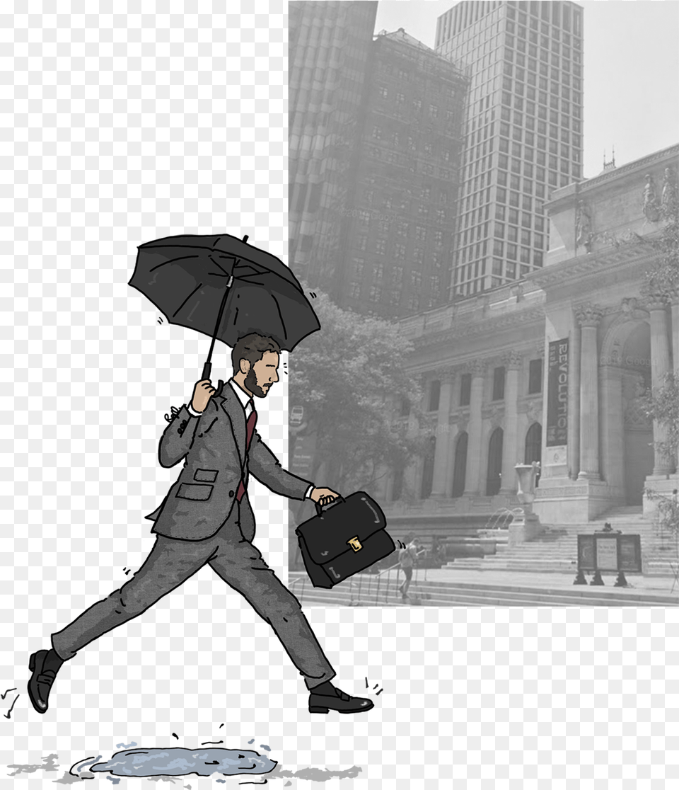 Lawyer Jumping A Puddle Umbrella, Adult, Person, Man, Male Free Transparent Png